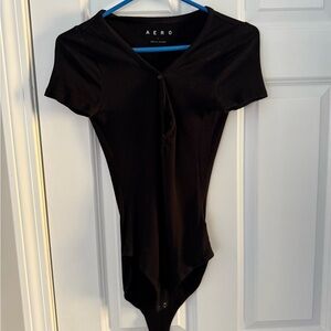 Aero Black Ribbed Bodysuit